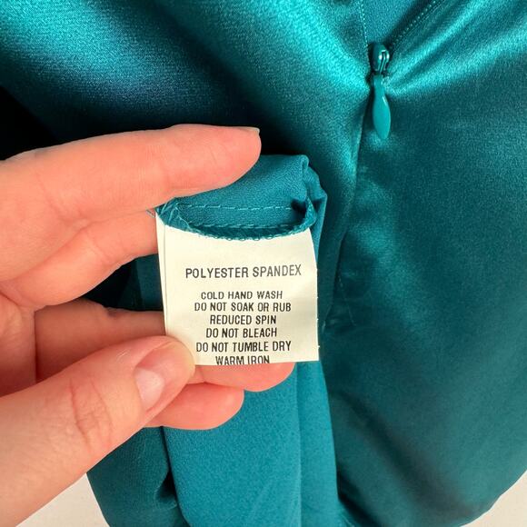 Cooper St. Peacock Green Strapless Satin Ruched Front A-Line Mini Dress Women 10 - Picture 6 of 11